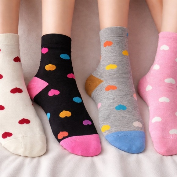 Crystal Collection Shoes - New Heart Socks 4‎ Designs For Valentines Day NWT #0393
